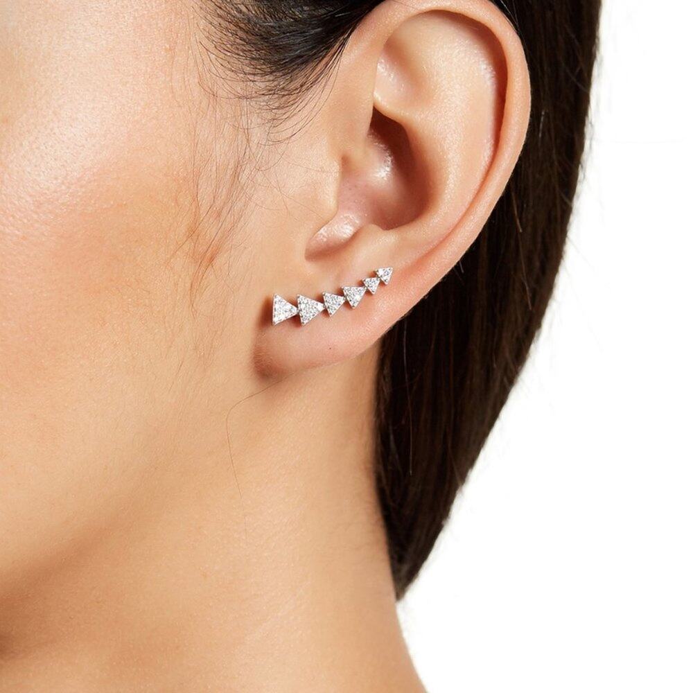 Adornia Sterling Silver Swarovski Crystal Accent Arrow Ear Climber Earrings NWT
